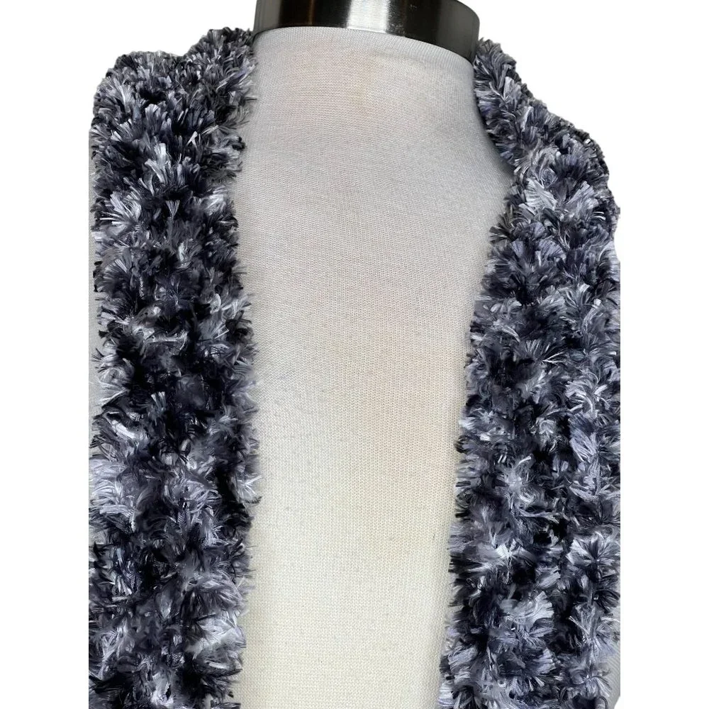Three scarf set 1 maroon stretch soft knit 2 marbled black white gray 3 white